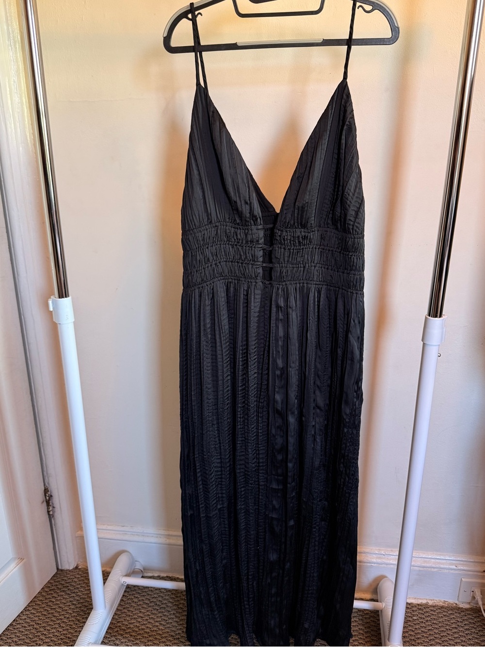 Express Black V-Neck Maxi Slip Dress